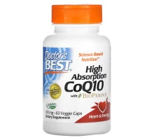 Doctor's Best, Коэнзим Q10 с высокой степенью поглощения, с биоперином, 100 мг, 60 растительных капсул