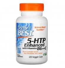 Doctor's Best, 5-HTP, усиленный витаминами B6 и C, 120 растительных капсул