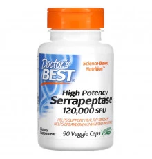 Doctor's Best Высокоэффективная серрапептаза (Best High Potency Serrapeptase) 120 000 SPU 90 растительных капсул