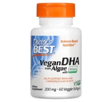 Doctor's Best Растительная ДГК (Best Vegetarian DHA) из морских водорослей 200 мг 60 растительных таблеток