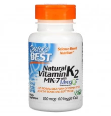 Doctor's Best MK-7 Featuring MenaQ7 Natural Vitamin K2 100 mcg 60 Veggie Caps