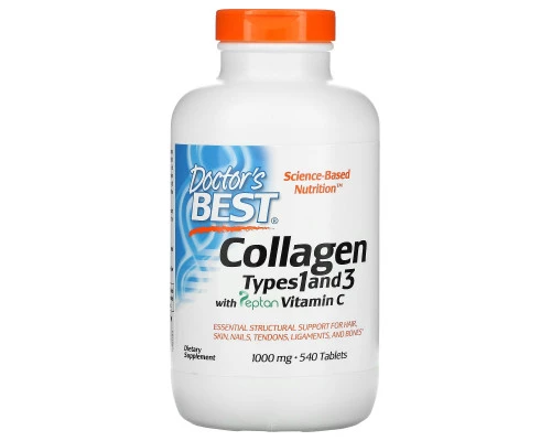 Doctor's Best Коллаген тип 1 и 3 (Best Collagen Types 1 & 3) 1000 мг 540 таблеток