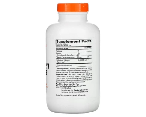 Doctor's Best Коллаген тип 1 и 3 (Best Collagen Types 1 & 3) 1000 мг 540 таблеток
