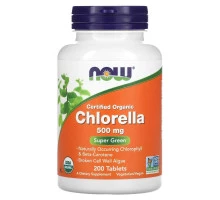 Now Foods Сертифицированная натуральная хлорелла 500 мг 200 таблеток