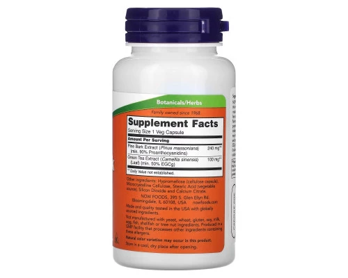 Now Foods, Экстракт сосновой коры, 240 мг, 90 растительных капсул Now Foods, Экстракт сосновой коры, 240 мг, 90 растительных капсул
