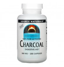 Source Naturals, Древесный уголь, 260 мг, 200 капсул