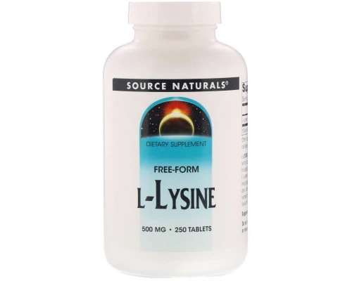 Source Naturals, L-лизин, 500 мг, 250 таблеток