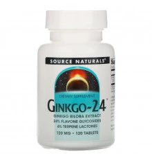 Source Naturals, Гинкго-24, 120 мг, 120 таблеток