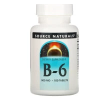 Source Naturals, Витамины B-6, 500 мг, 100 таблеток