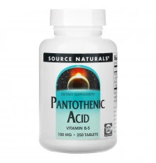 Source Naturals, Пантотеновая кислота, 100 мг, 250 таблеток