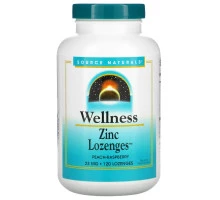 Source Naturals, Wellness, Цинковые пастилки, персик и малина, 23 мг, 120 пастилок