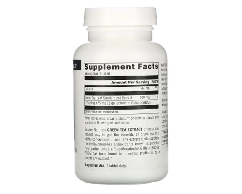 Source Naturals, Экстракт зелёного чая, 500 мг, 120 таблеток Source Naturals, Экстракт зелёного чая, 500 мг, 120 таблеток