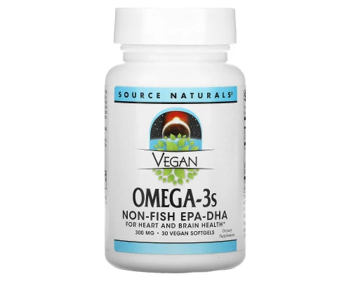 Source Naturals, Vegan Omega-3s EPA-DHA, 300 мг, 30 мягких таблеток
