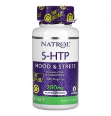 Natrol, 5-HTP, медленное высвобождение, максимальная сила, 200 мг, 30 таблеток