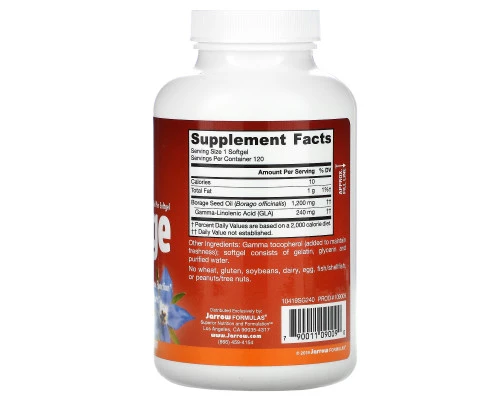 Jarrow Formulas Огуречник GLA-240 120 мягких капсул Jarrow Formulas Огуречник GLA-240 120 мягких капсул
