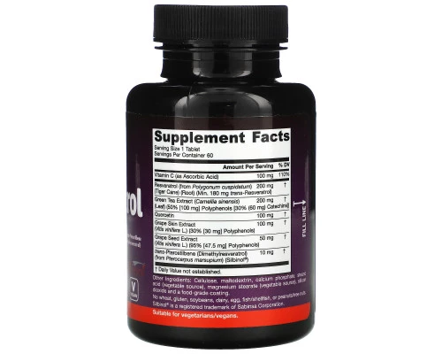 Jarrow Formulas, Ресвератрол совместного действия, 60 таблеток Jarrow Formulas, Ресвератрол совместного действия, 60 таблеток