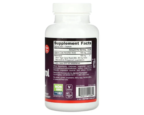 Jarrow Formulas, Ресвератрол, 100 мг, 120 капсул