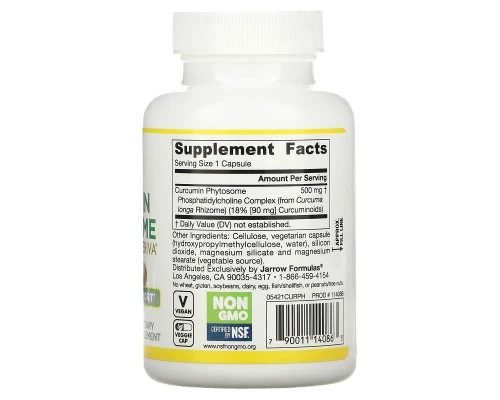 Jarrow Formulas, Фитосомы куркумина, 500 мг, 60 вегетарианских капсул Jarrow Formulas, Фитосомы куркумина, 500 мг, 60 вегетарианских капсул