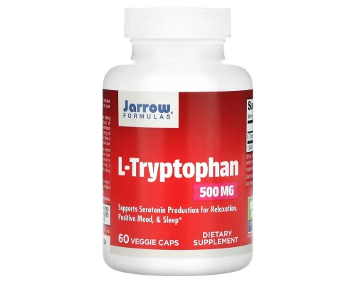 Jarrow Formulas, L-триптофан, 500 мг, 60 капсул Jarrow Formulas, L-триптофан, 500 мг, 60 капсул