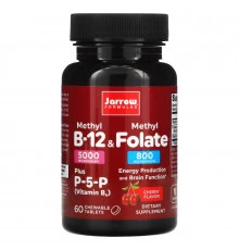 Jarrow Formulas, Метил B12 и Метилфолат, Вкус Вишни, 60 леденцов