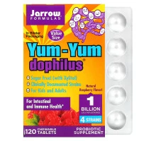Jarrow Formulas Yum-Yum дофилус без сахара натуральный вкус малины 120 жевательных таблеток (Ice)