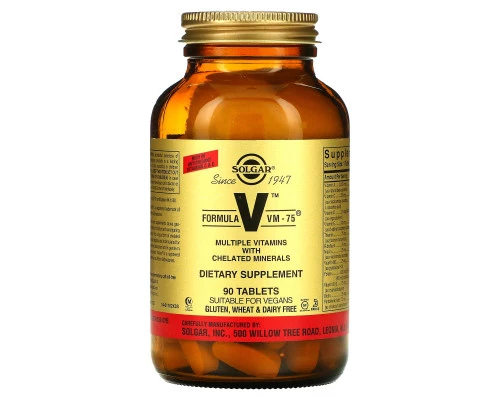 Solgar, Formula V, VM-75, Мультивитамины с хелатными минералами, 90 таблеток Solgar, Formula V, VM-75, Мультивитамины с хелатными минералами, 90 таблеток