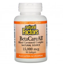 Natural Factors, BetaCareAll, 25 000 МЕ, 90 желатиновых капсул