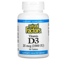 Natural Factors, Витамин D3, 1000 МЕ, 90 таблеток