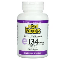 Natural Factors, Смешанный витамин E 200 МЕ, Витамин E, 90 желатиновых капсул