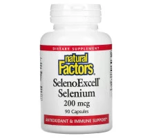 Natural Factors, SelenoExcell, селен, 200 мкг, 90 капсул