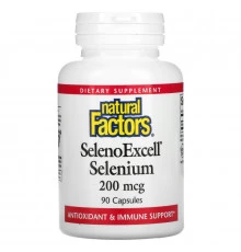 Natural Factors, SelenoExcell, селен, 200 мкг, 90 капсул