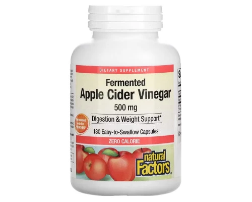 Natural Factors, Яблочный уксус, 500 мг, 180 капсул Natural Factors, Яблочный уксус, 500 мг, 180 капсул