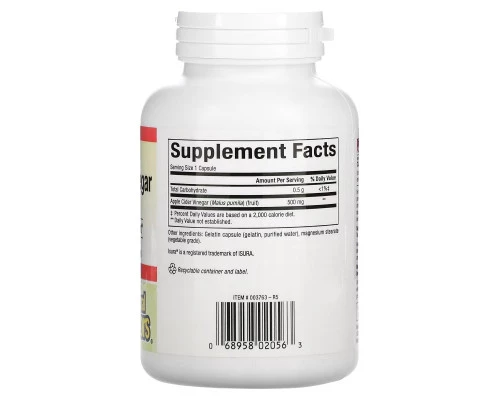 Natural Factors, Яблочный уксус, 500 мг, 180 капсул Natural Factors, Яблочный уксус, 500 мг, 180 капсул