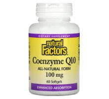 Natural Factors, Коэнзим Q10, Увеличенная абсорбция, 100 мг, 60 гелевых капсул