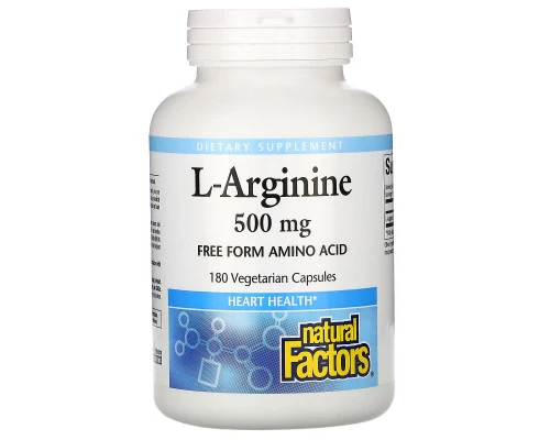 Natural Factors, L-Arginine, 500 mg, 180 Vegetarian Capsules Natural Factors, L-Arginine, 500 mg, 180 Vegetarian Capsules