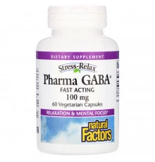 Natural Factors, Stress Relax, Pharma GABA, 100 мг, 60 растительных капсул