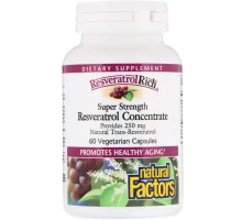 Natural Factors, ResveratrolRich, сверхсильный концентрат ресвератрола, 60 капсул на растительной основе