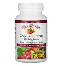 Natural Factors, GrapeSeedRich, экстракт семян винограда, 120 капсул на растительной основе