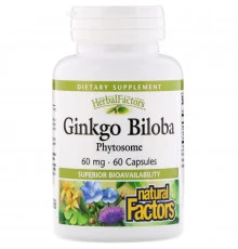 Natural Factors, Фитосомы гинкго двулопастного, 60 мг, 60 капсул
