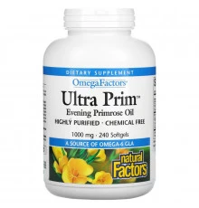 Natural Factors, OmegaFactors, Ultra Prim, Масло вечерней примулы, 1 000 мг, 240 желатиновых капсул