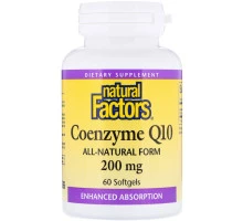 Natural Factors, Кофермент Q10, 200 мг, 60 мягких желатиновых капсул