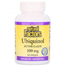 Natural Factors, Убихинол, QH-активный кофермент Q10, 100 мг, 60 мягких таблеток