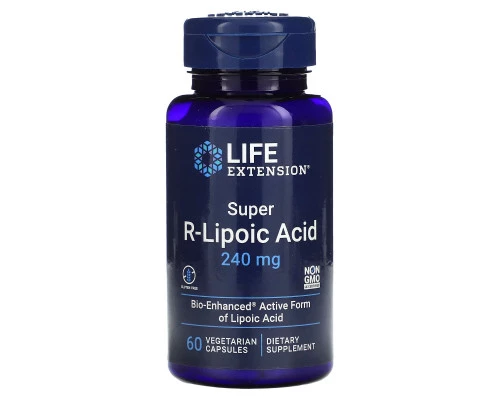 Life Extension, Супер R-липоевая кислота, 240 мг, 60 капсул на растительной основе Life Extension, Супер R-липоевая кислота, 240 мг, 60 капсул на растительной основе