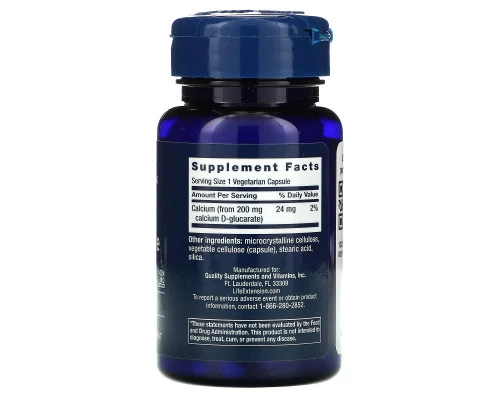 Life Extension Кальция D-глюкорат 200 мг 60 растительных капсул Life Extension Кальция D-глюкорат 200 мг 60 растительных капсул