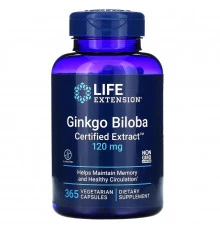 Life Extension Гинкго двулопастный сертифицированный экстракт 120 мг 365 капсул на растительной основе