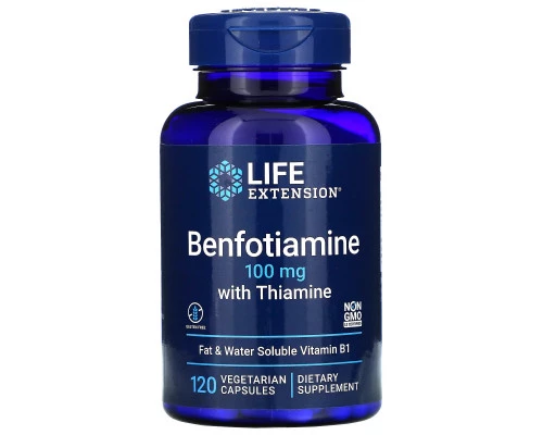 Life Extension, Бенфотиамин, с тиамином, 100 мг, 120 растительных капсул