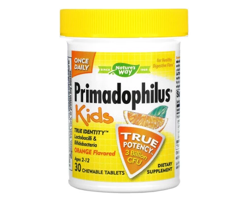 Nature's Way, Primadophilus, детский, апельсиновый, 3 млрд КОЕ, 30 жевательных таблеток Nature's Way, Primadophilus, детский, апельсиновый, 3 млрд КОЕ, 30 жевательных таблеток