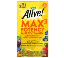 Nature's Way, Alive! Max3 Daily, Multi-Vitamin, No Added Iron, 90 Tablets