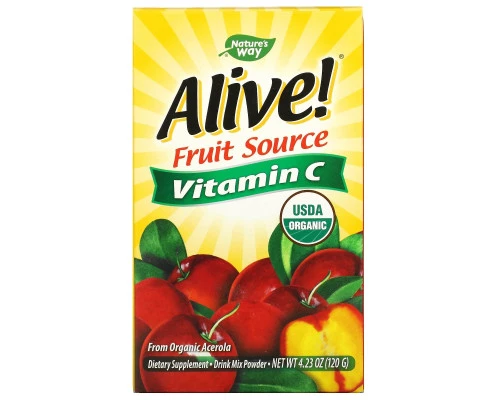 Nature's Way, Alive!, из фруктов, витамин C, порошковая смесь для приготовления напитка, 4,23 унц. (120 г) Nature's Way, Alive!, из фруктов, витамин C, порошковая смесь для приготовления напитка, 4,23 унц. (120 г)