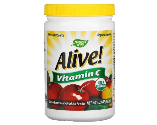Nature's Way, Alive!, из фруктов, витамин C, порошковая смесь для приготовления напитка, 4,23 унц. (120 г) Nature's Way, Alive!, из фруктов, витамин C, порошковая смесь для приготовления напитка, 4,23 унц. (120 г)